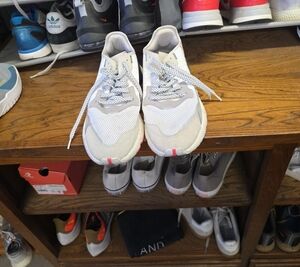 Kids White & Light Gray Sneakers with Subtle Pink Accent